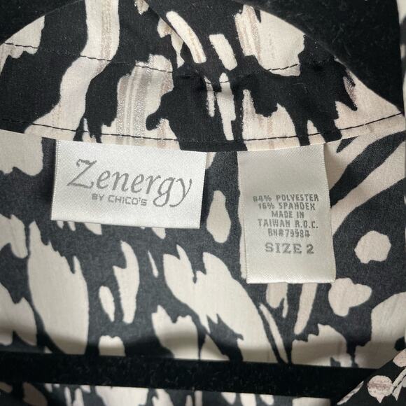 Zenergy Chicos Lightweight Jacket Women Sz 2 Large Full Zip 3/4 Sleeves Pockets - Picture 4 of 9